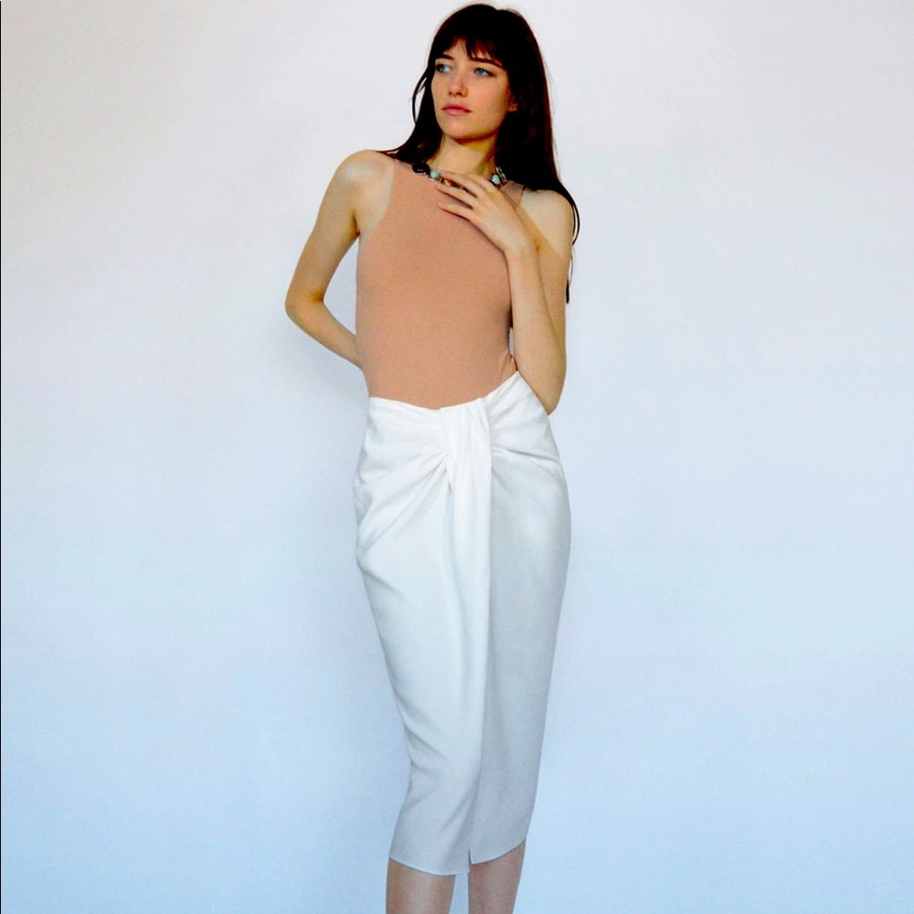 Knotted Pareo Skirt - White